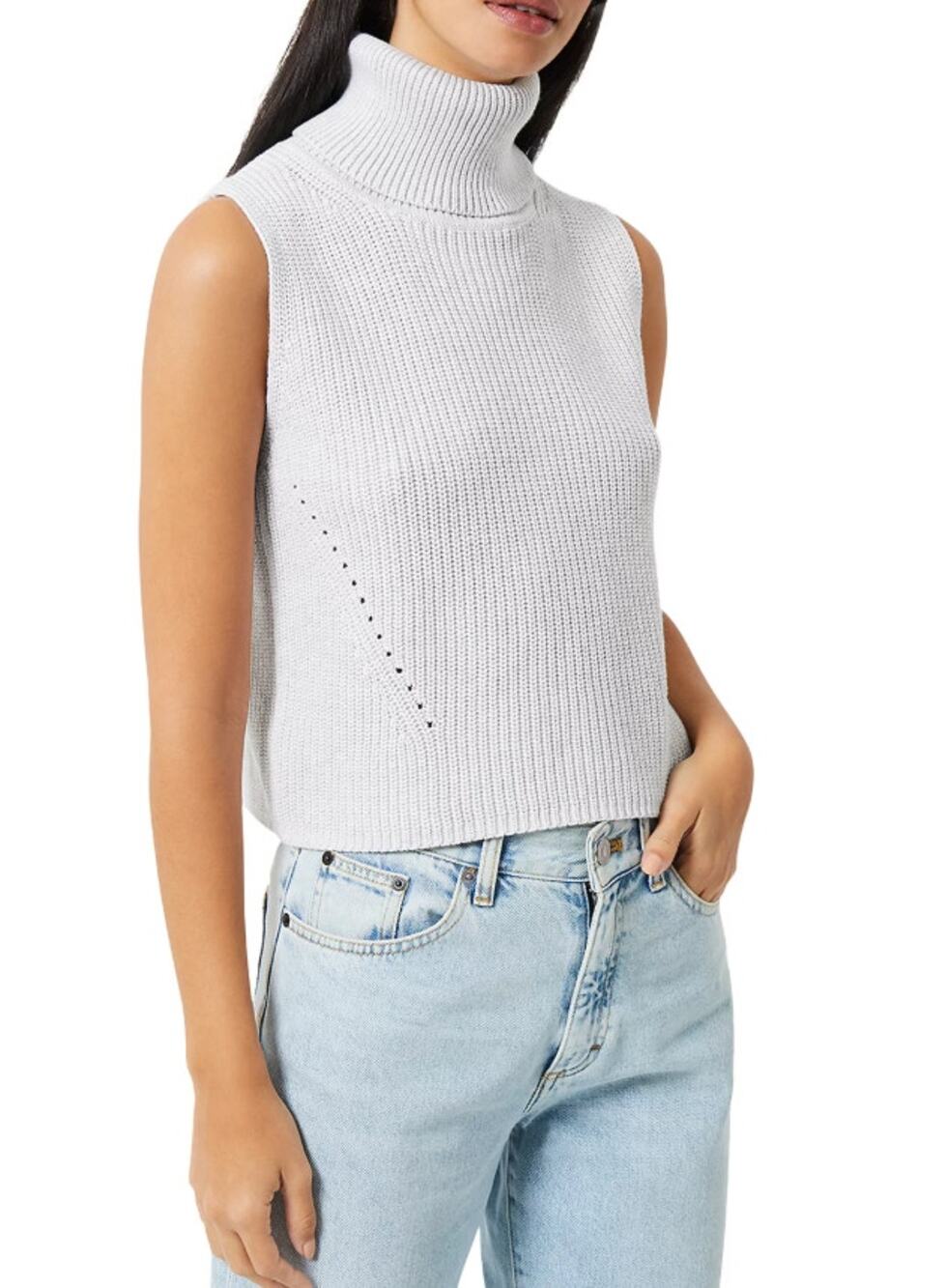 FRENCH CONNECTION gray 100% cotton sleeveless Mozart turtleneck sweater top